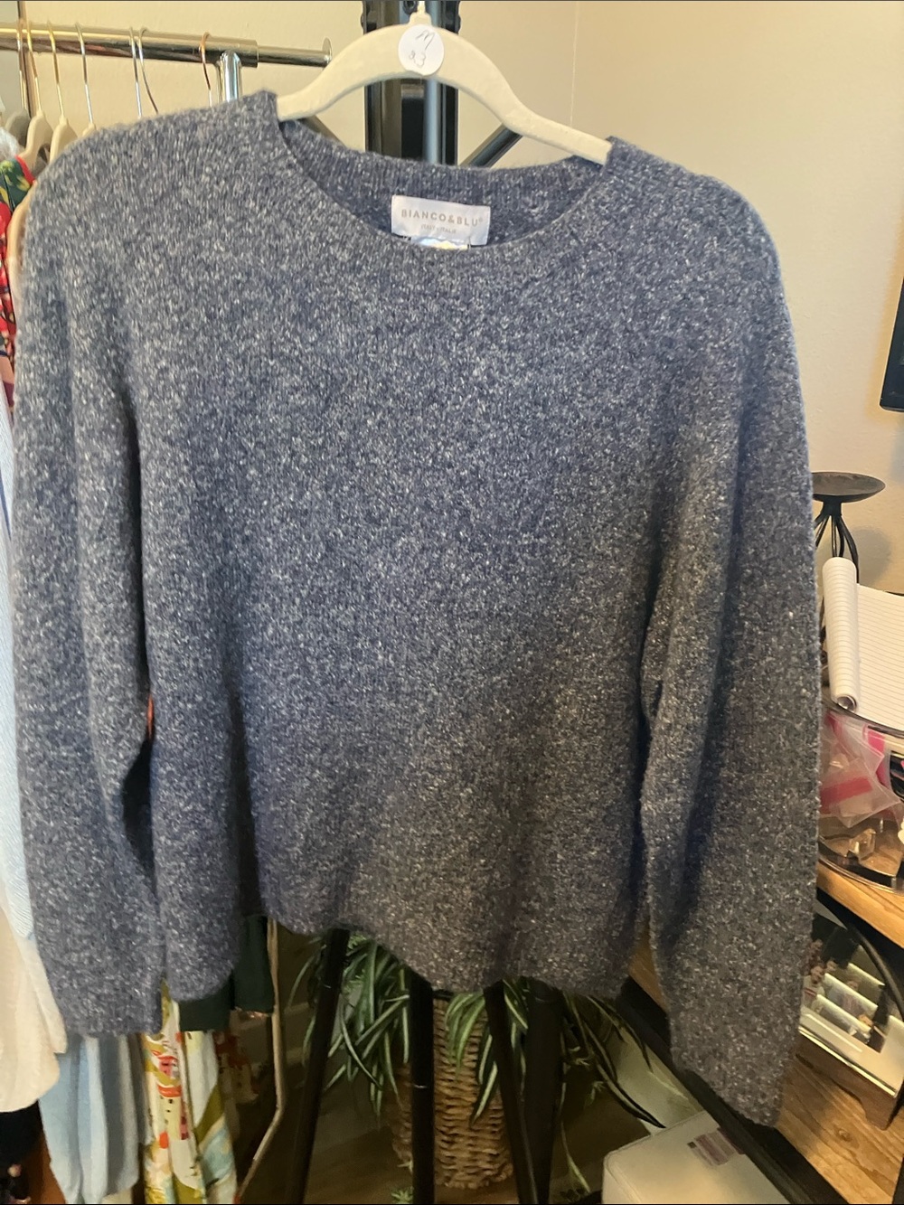 Bianco& Blu crewneck specked blue grey sweater